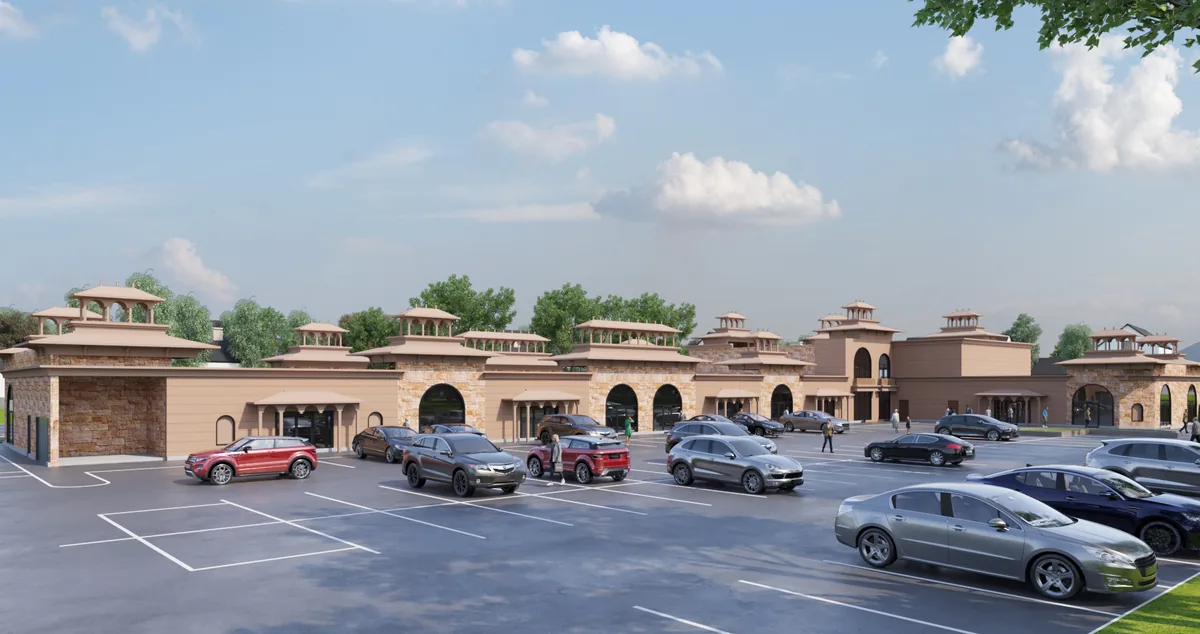 Rendering of the two-storey neighbourhood retail plaza in Brampton